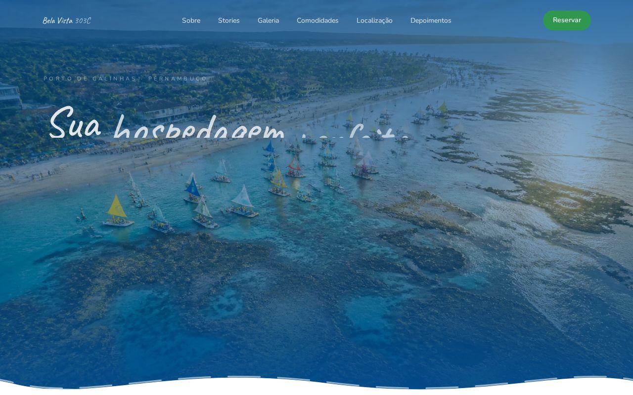 Screenshot do site Flat Bela Vista, reservas de hospedagem em Porto de Galinhas